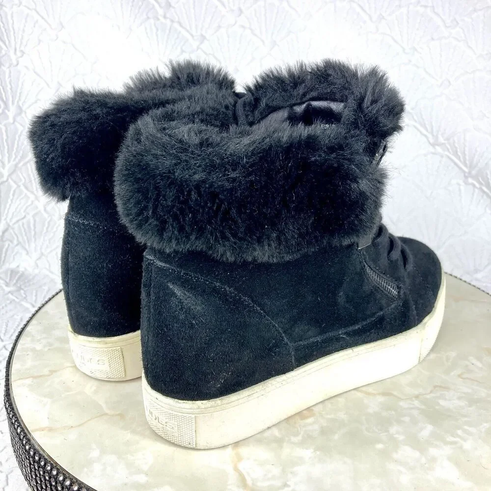 J/SLIDES Black Ankle Booties with Fur Detail - Picture 8 of 11
